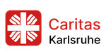 Wort-Bild-Marke des Caritasverbandes Karlsruhe e.V. mit Flammenkreuz und Caritas Karlsruhe